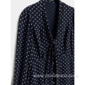 V-neck Polka Dot Printed Long Sleeved Dress